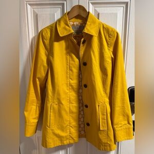 Banana Republic Yellow Trench Coat Jacket Polka Dot Lined Belted Size S